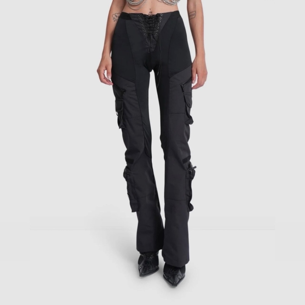 Namilia Black Techno Stretch Lace-Up Cargo Pants